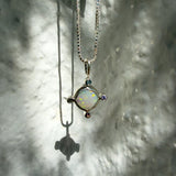 Opal Compass Charm, Australian Opal & Sapphire in Recycled Silver - Dea Dia