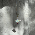 Opal Compass Charm, Australian Opal & Sapphire in Recycled Silver - Dea Dia