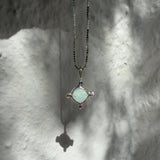 Opal Compass Charm, Australian Opal & Sapphire in Recycled Silver - Dea Dia