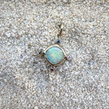 Opal Compass Charm, Australian Opal & Sapphire in Recycled Silver - Dea Dia