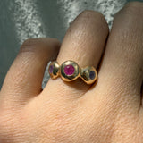 Pebble Ring, Ruby & Purple Sapphire in Solid 14k Gold - Dea Dia