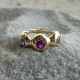 Pebble Ring, Ruby & Purple Sapphire in Solid 14k Gold - Dea Dia