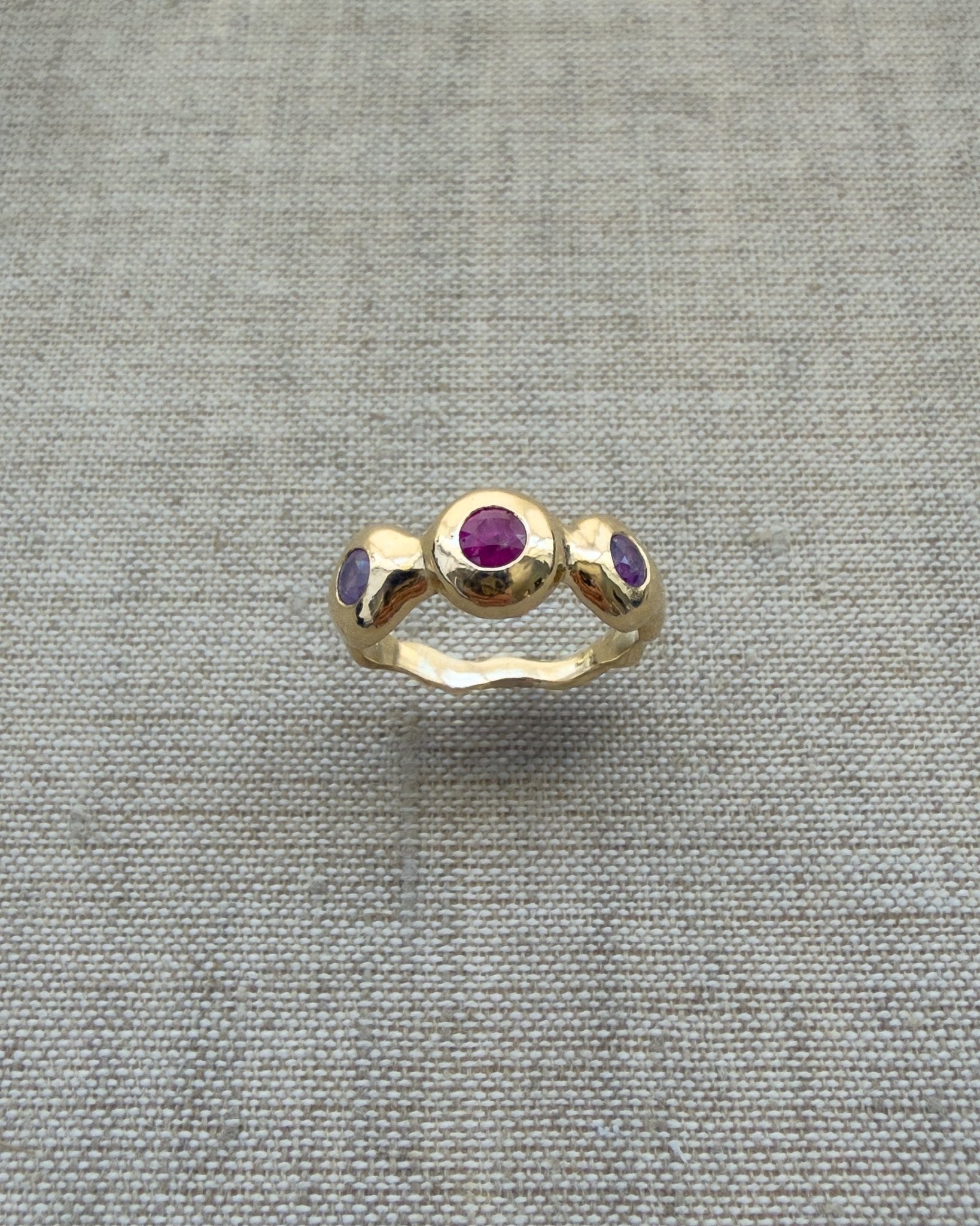 Pebble Ring, Ruby & Purple Sapphire in Solid 14k Gold - Dea Dia
