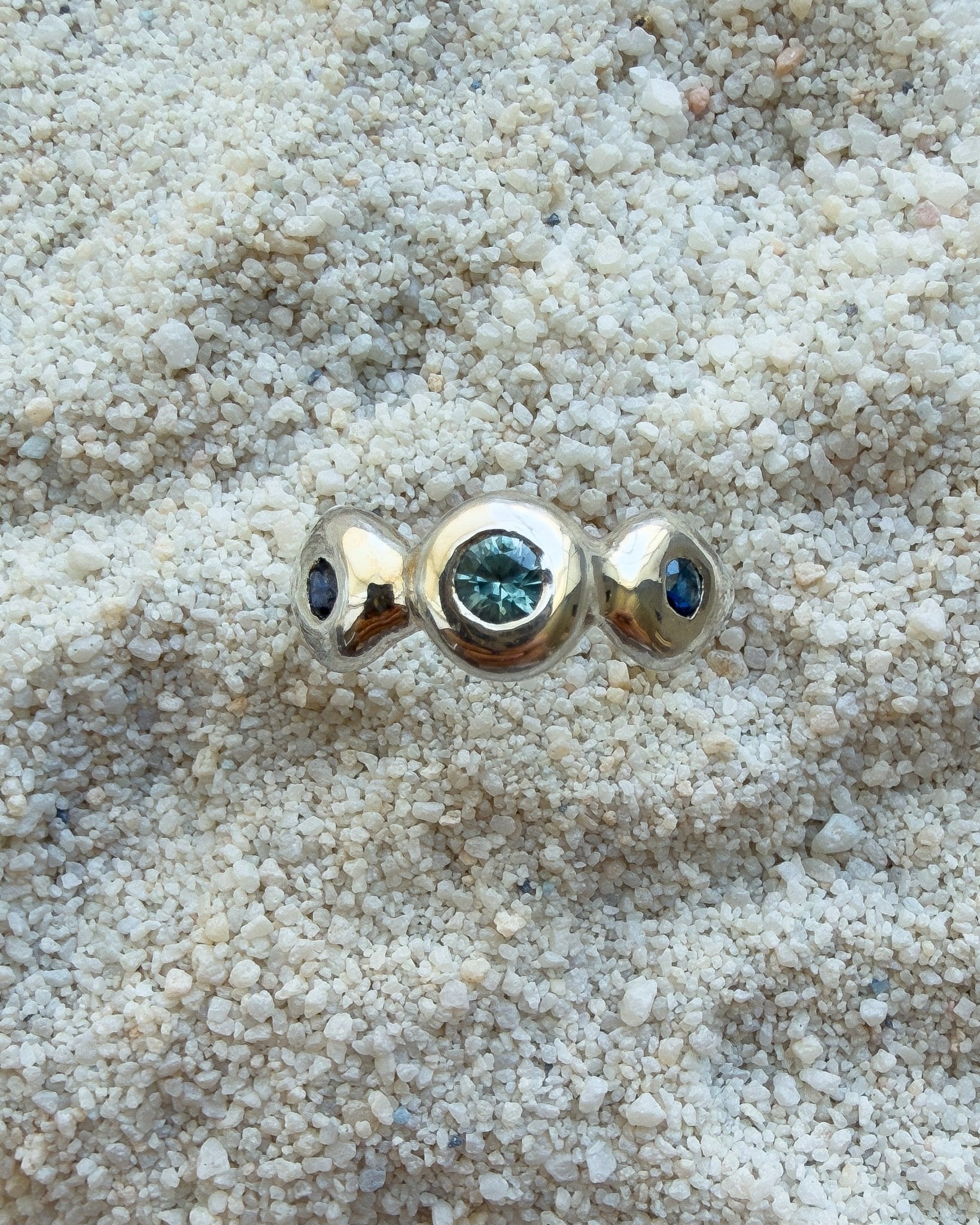 Pebble Ring, Sapphire & Mali Garnet in Recycled Silver - Dea Dia