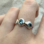 Pebble Ring, Sapphire & Mali Garnet in Recycled Silver - Dea Dia