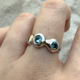 Pebble Ring, Sapphire & Mali Garnet in Recycled Silver - Dea Dia