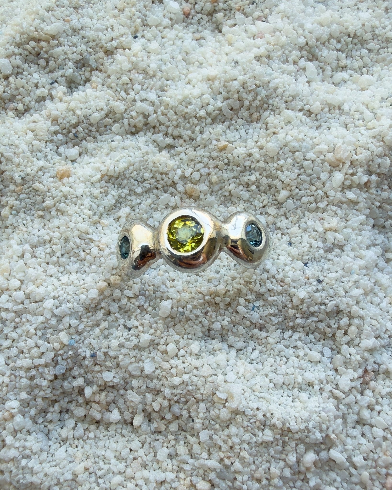 Pebble Ring, Sapphire & Mali Garnet in Recycled Silver - Dea Dia