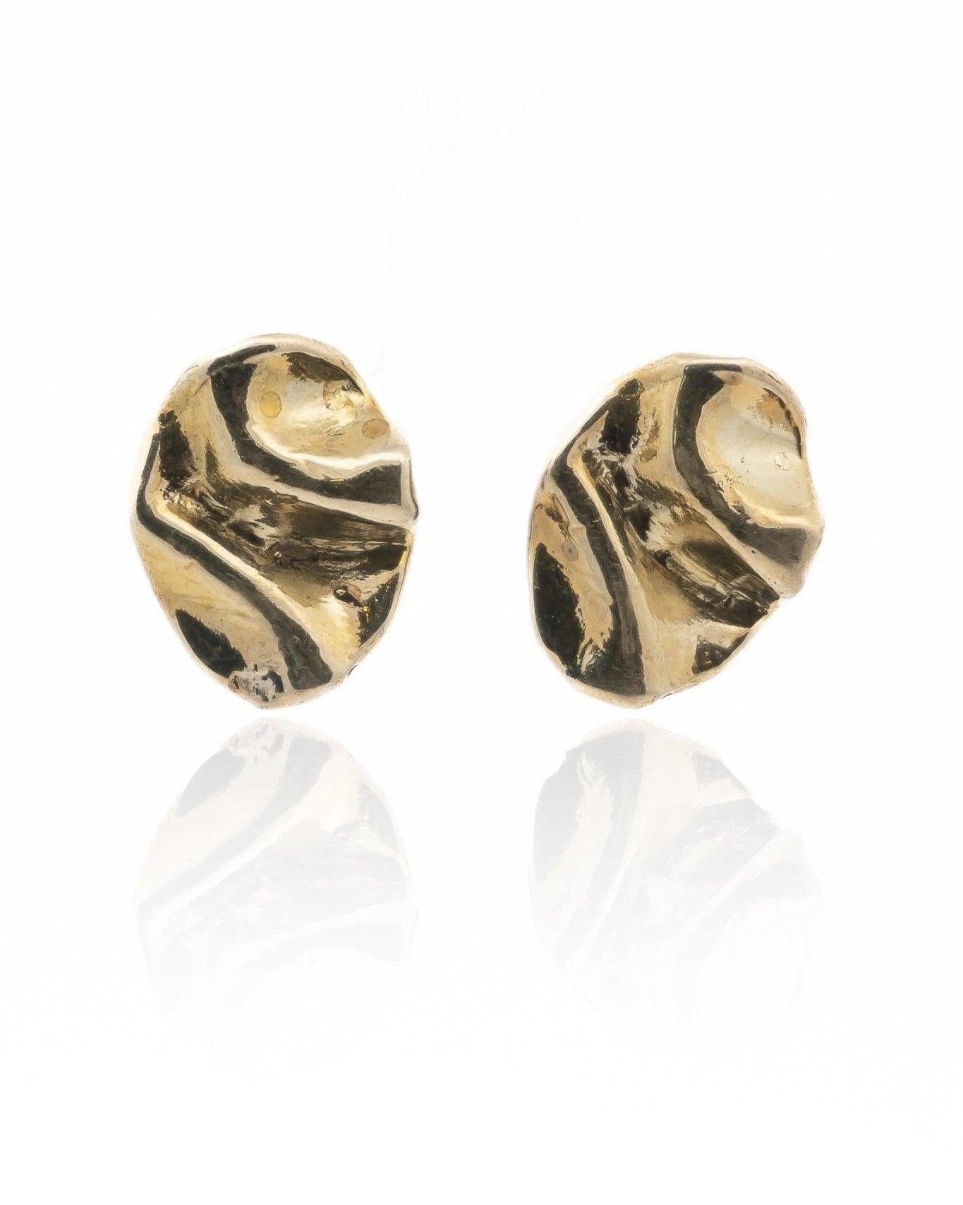 Perdido Folded Gold Stud Earrings - Dea Dia