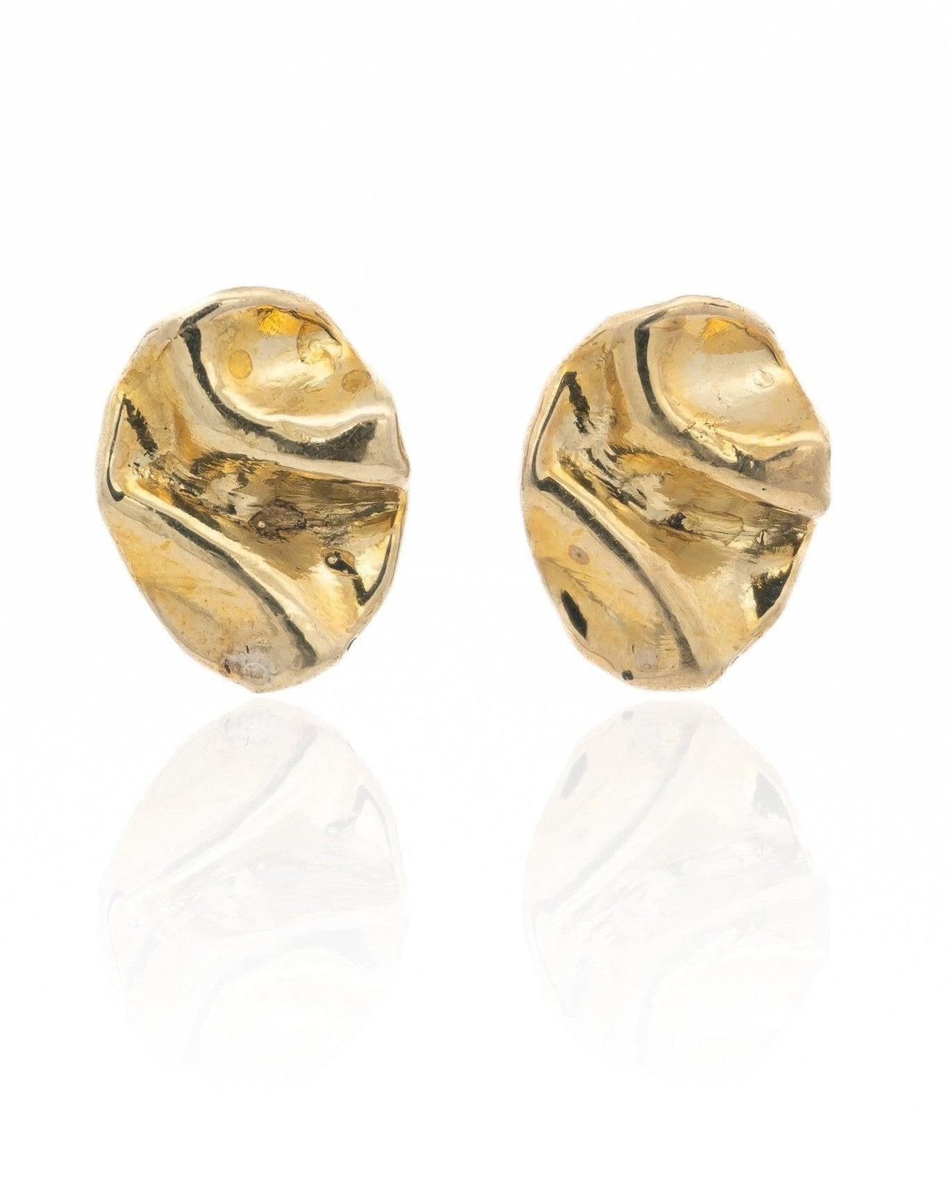 Perdido Folded Gold Stud Earrings - Dea Dia