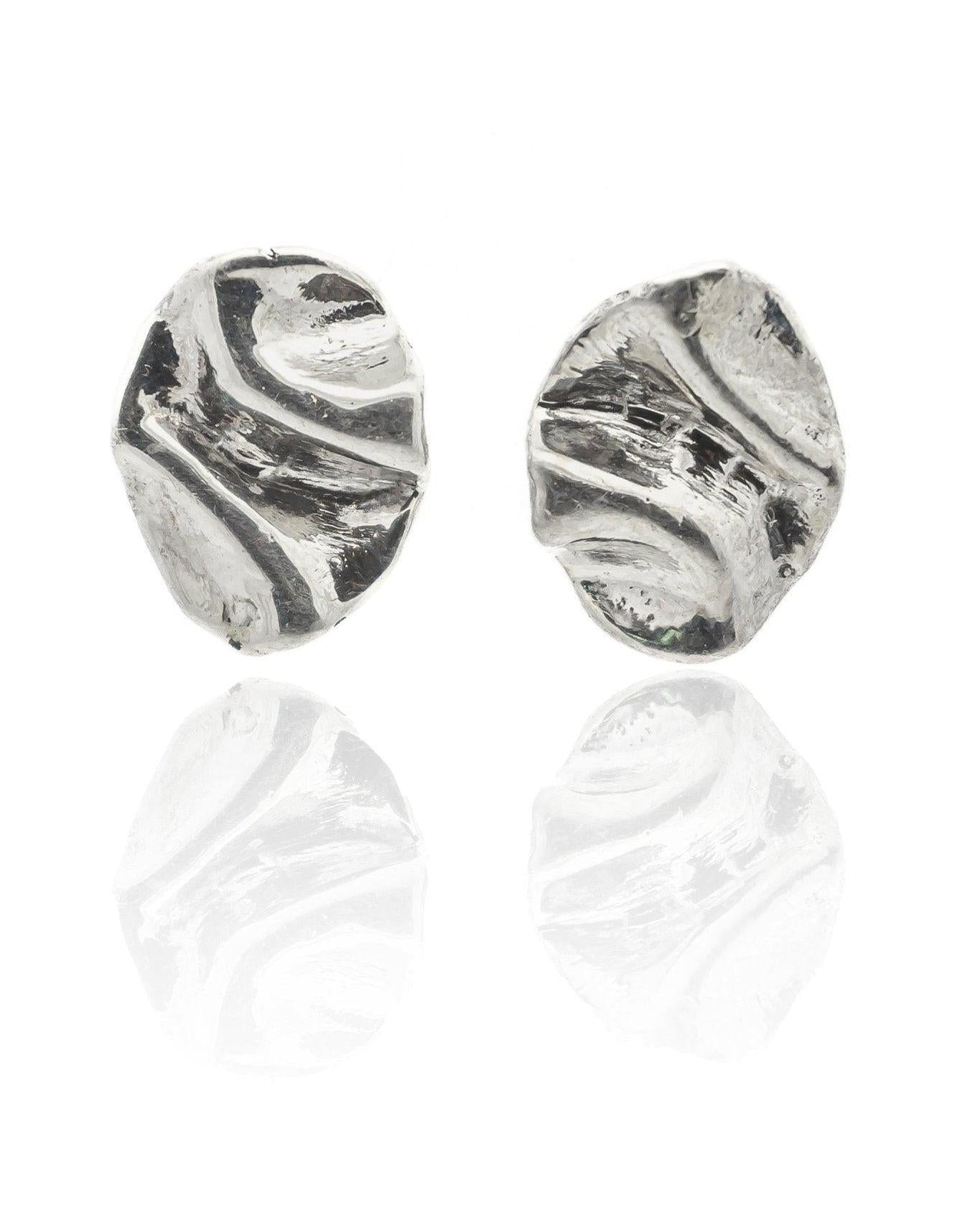 Perdido Folded Silver Stud Earrings - Dea Dia