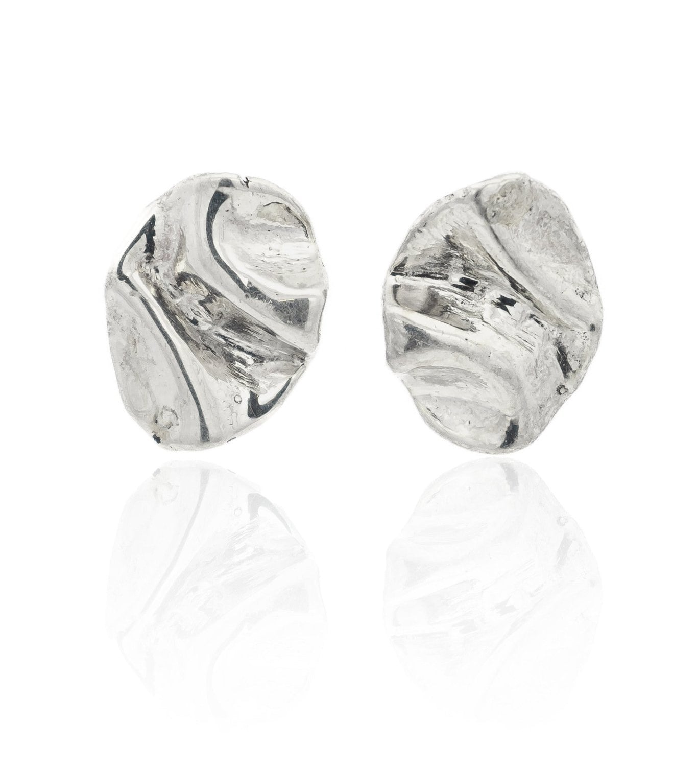 Perdido Folded Silver Stud Earrings - Dea Dia