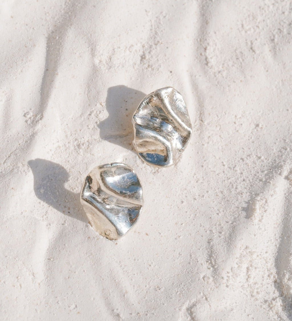 Perdido Folded Silver Stud Earrings - Dea Dia