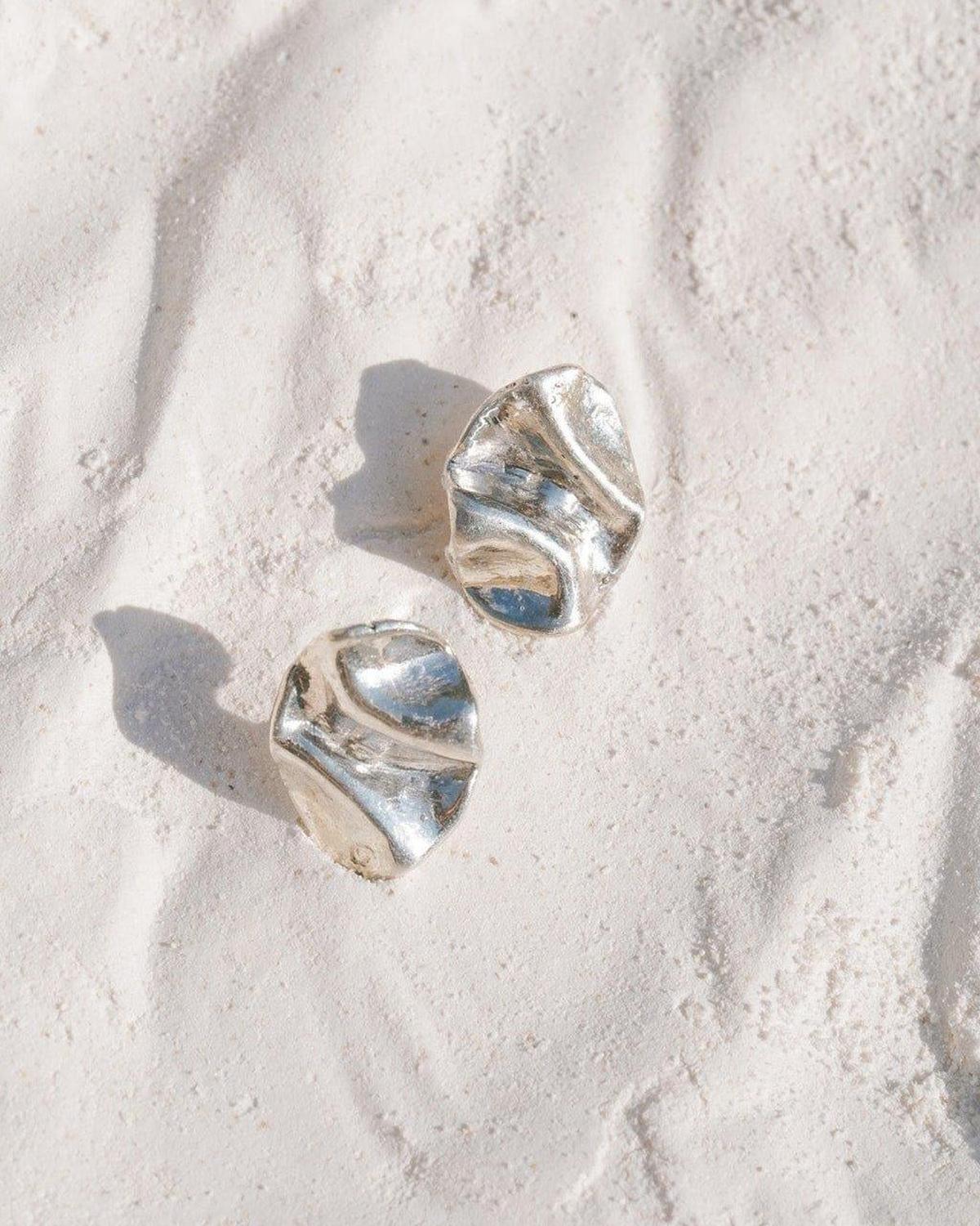 Perdido Folded Silver Stud Earrings - Dea Dia