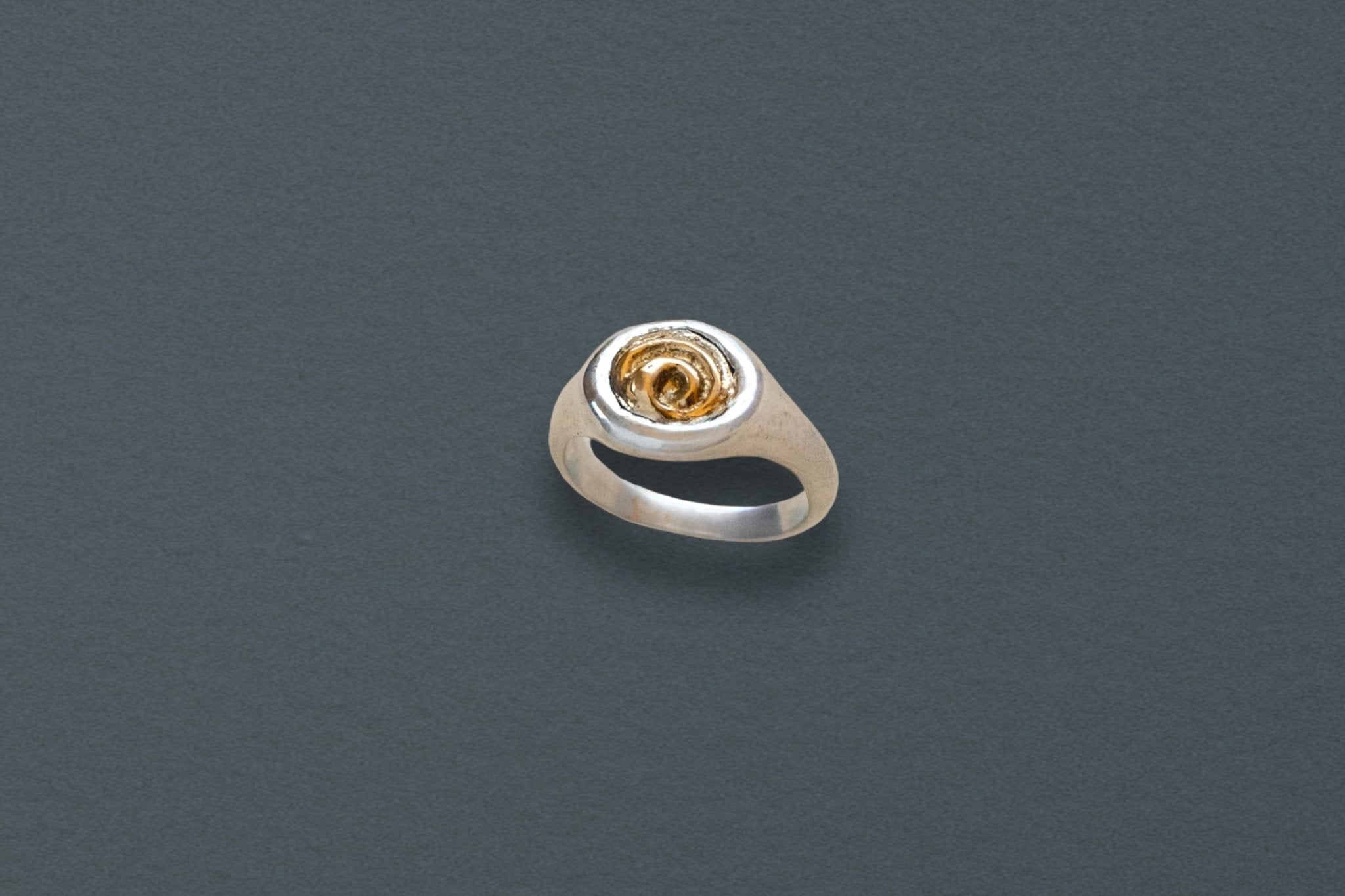 Petite Spiral Shell Signet Ring, Mixed Metal - Dea Dia