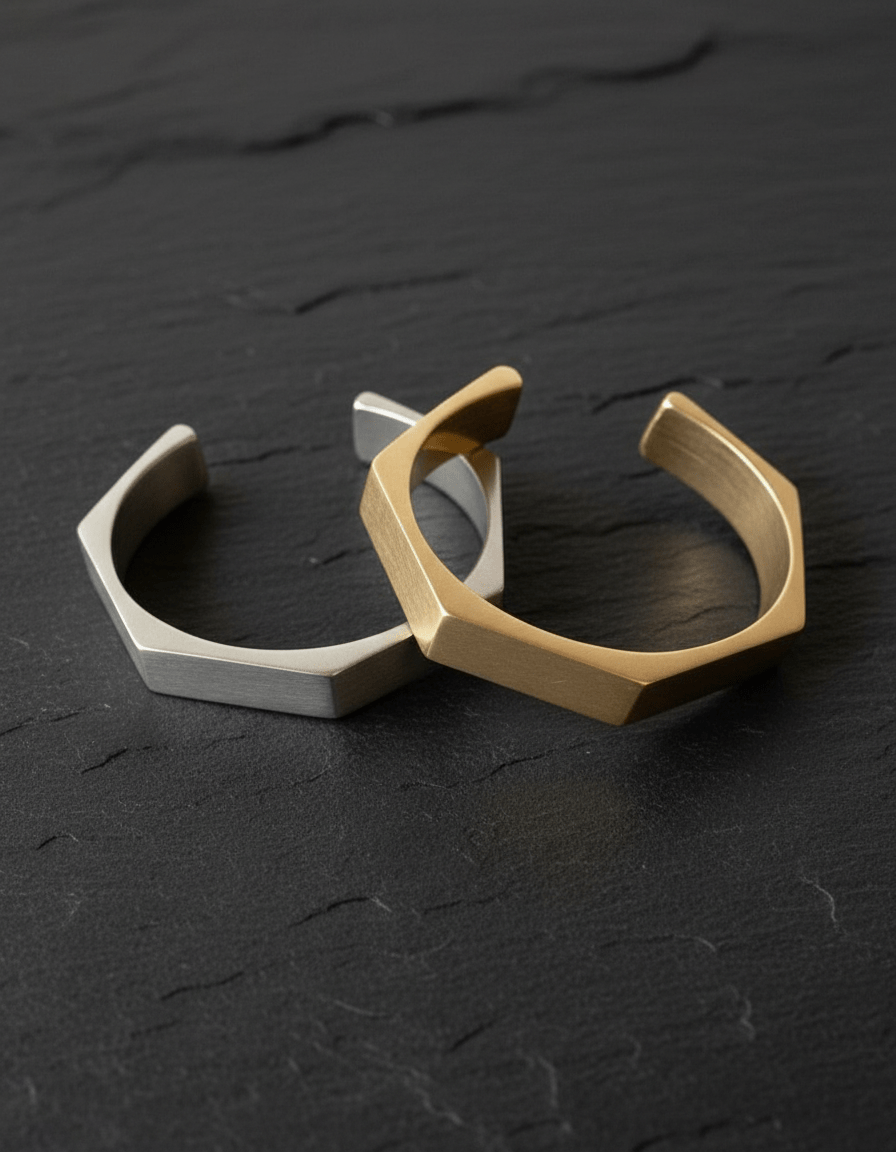 Ridge Cuff - Geometric Cuff Bracelet in Gold or Silver - Dea Dia