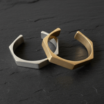 Ridge Cuff - Geometric Cuff Bracelet in Gold or Silver - Dea Dia