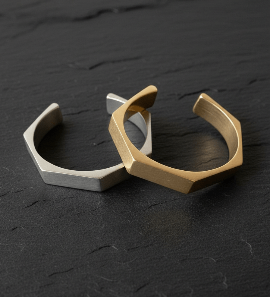 Ridge Cuff - Geometric Cuff Bracelet in Gold or Silver - Dea Dia