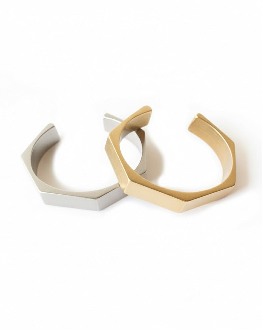 Ridge Cuff - Geometric Cuff Bracelet in Gold or Silver - Dea Dia