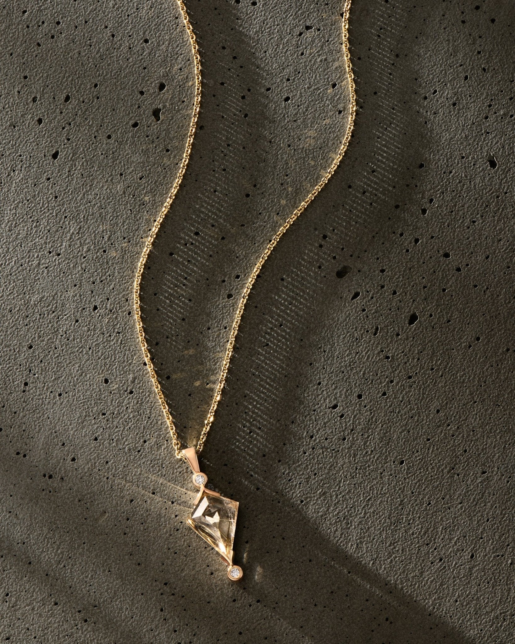 Rutilated Quartz and Diamond Kite Necklace - Dea Dia