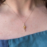Rutilated Quartz Kite Charm, Champagne Diamond in Solid 14k Gold - Dea Dia