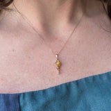Rutilated Quartz Kite Charm, Champagne Diamond in Solid 14k Gold - Dea Dia