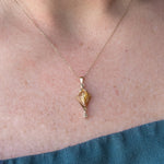 Rutilated Quartz Kite Charm, Champagne Diamond in Solid 14k Gold - Dea Dia