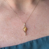 Rutilated Quartz Kite Charm, Champagne Diamond in Solid 14k Gold - Dea Dia