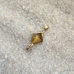 Rutilated Quartz Kite Charm, Champagne Diamond in Solid 14k Gold - Dea Dia