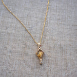 Rutilated Quartz Kite Charm, Champagne Diamond in Solid 14k Gold - Dea Dia