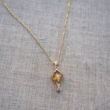 Rutilated Quartz Kite Charm, Champagne Diamond in Solid 14k Gold - Dea Dia