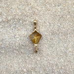 Rutilated Quartz Kite Charm, Champagne Diamond in Solid 14k Gold - Dea Dia