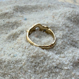Salt & Pepper Diamond Three Stone Engagement Ring in Solid 14k Gold - Dea Dia