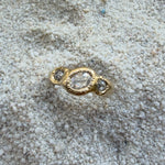 Salt & Pepper Diamond Three Stone Engagement Ring in Solid 14k Gold - Dea Dia