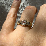 Salt & Pepper Diamond Three Stone Engagement Ring in Solid 14k Gold - Dea Dia
