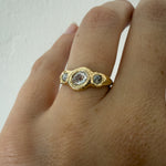 Salt & Pepper Diamond Three Stone Engagement Ring in Solid 14k Gold - Dea Dia