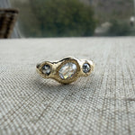 Salt & Pepper Diamond Three Stone Engagement Ring in Solid 14k Gold - Dea Dia