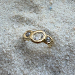 Salt & Pepper Diamond Three Stone Engagement Ring in Solid 14k Gold - Dea Dia