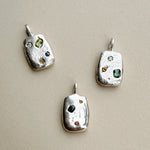 Sand Cast Gemstone Silver Ingot Pendant - Dea Dia