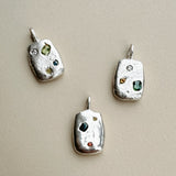 Sand Cast Gemstone Silver Ingot Pendant - Dea Dia