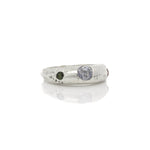 Sand Cast Silver Arch Ring with Sapphire & Tourmaline Size 8 - Dea Dia