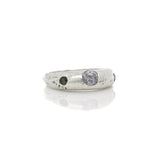 Sand Cast Silver Arch Ring with Sapphire & Tourmaline Size 8 - Dea Dia