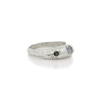 Sand Cast Silver Arch Ring with Sapphire & Tourmaline Size 8 - Dea Dia