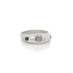 Sand Cast Silver Arch Ring with Sapphire & Tourmaline Size 8 - Dea Dia