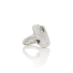 Sand Cast Silver Ingot Ring with Sapphire & Tourmaline Size 7 - Dea Dia