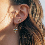 Sapphire and Diamond Crying Eye Hoop Earrings - Dea Dia