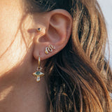 Sapphire and Diamond Crying Eye Hoop Earrings - Dea Dia