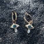 Sapphire and Diamond Crying Eye Hoop Earrings - Dea Dia