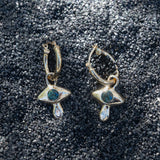 Sapphire and Diamond Crying Eye Hoop Earrings - Dea Dia