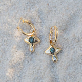 Sapphire and Diamond Crying Eye Hoop Earrings - Dea Dia