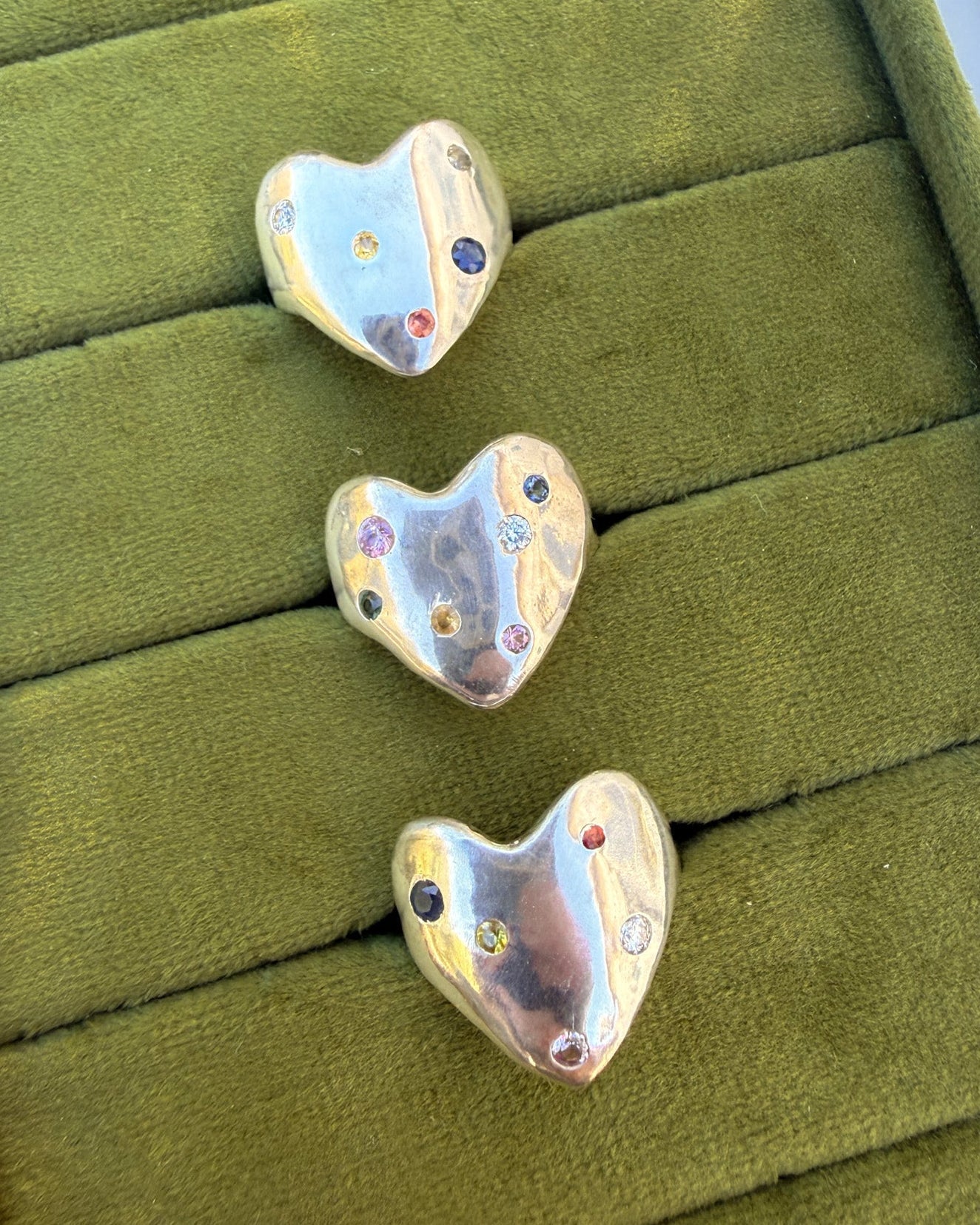 Sapphire Eros Silver Heart Ring - Dea Dia